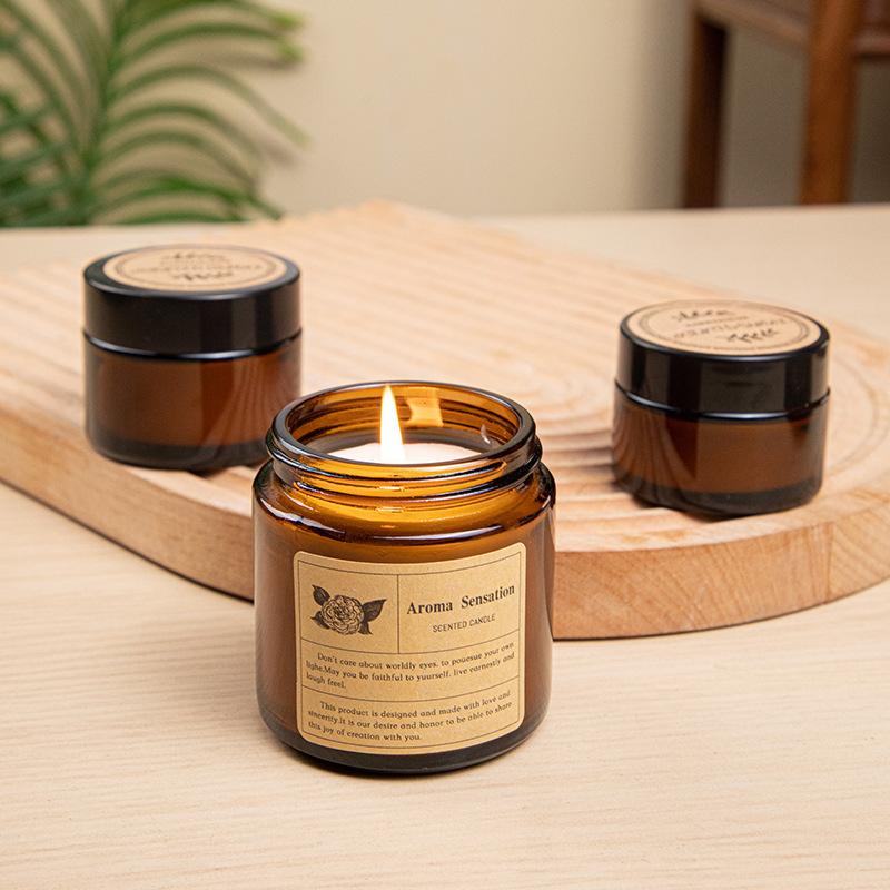 Candle Making Jug - Braune Glasbecher-Aromatherapie-Kerze, rauchfreie Duftwachskerze für Heimdekoration,