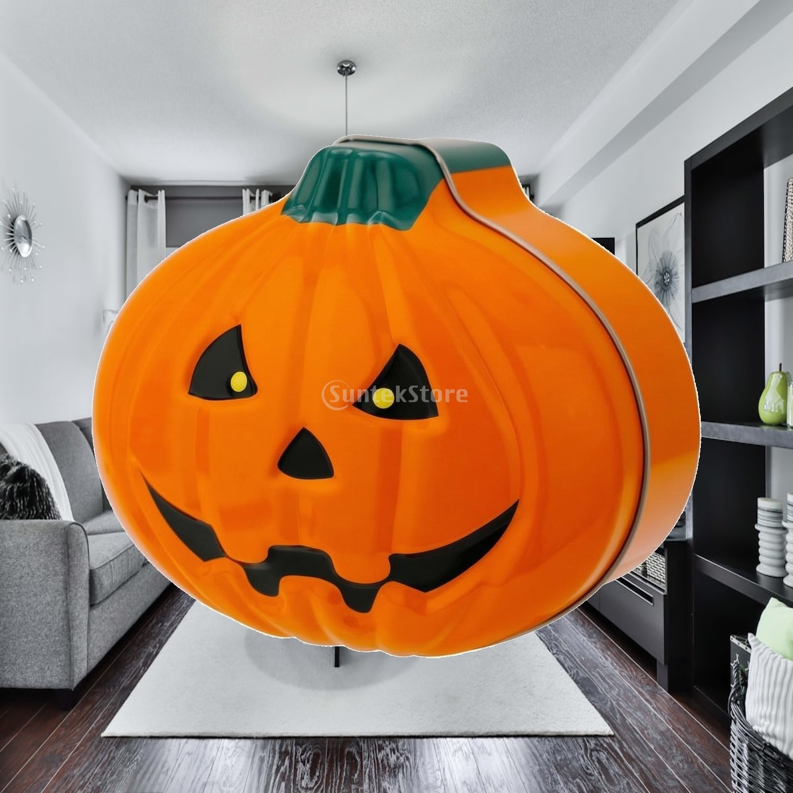 Tin Container Lid - 3D Jack-O'-Lantern Blechdose, Kürbisförmige Metall-Bonbondose mit